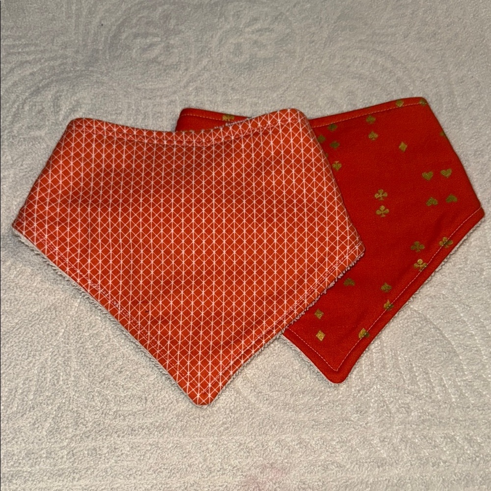 Handmade pair of bandana drool bibs reversible